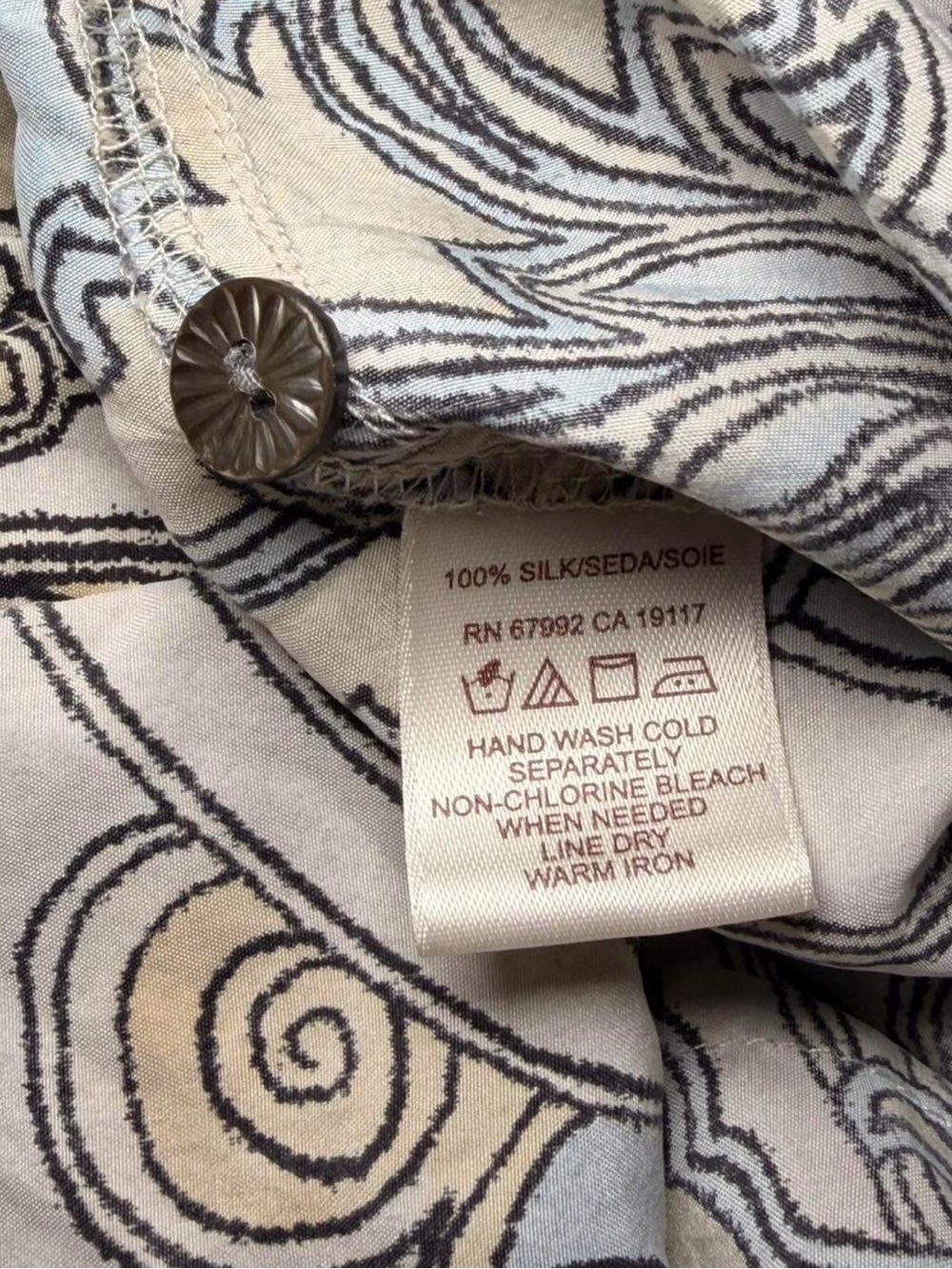 Sigrid Olsen 100% Silk Paisley Button Up Blouse Medium Coastal Grandma - Picture 8 of 8